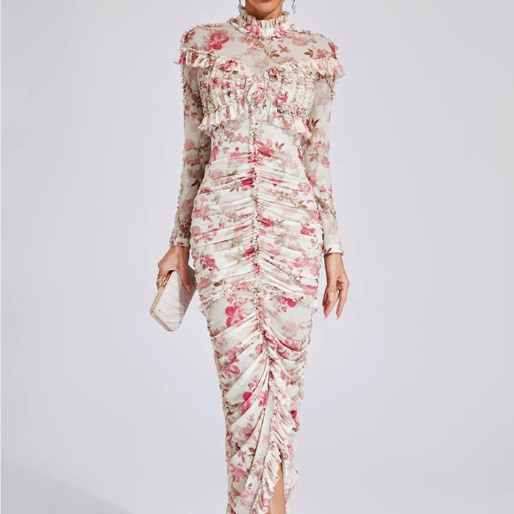 Elegant Floral Long Sleeve Dress
